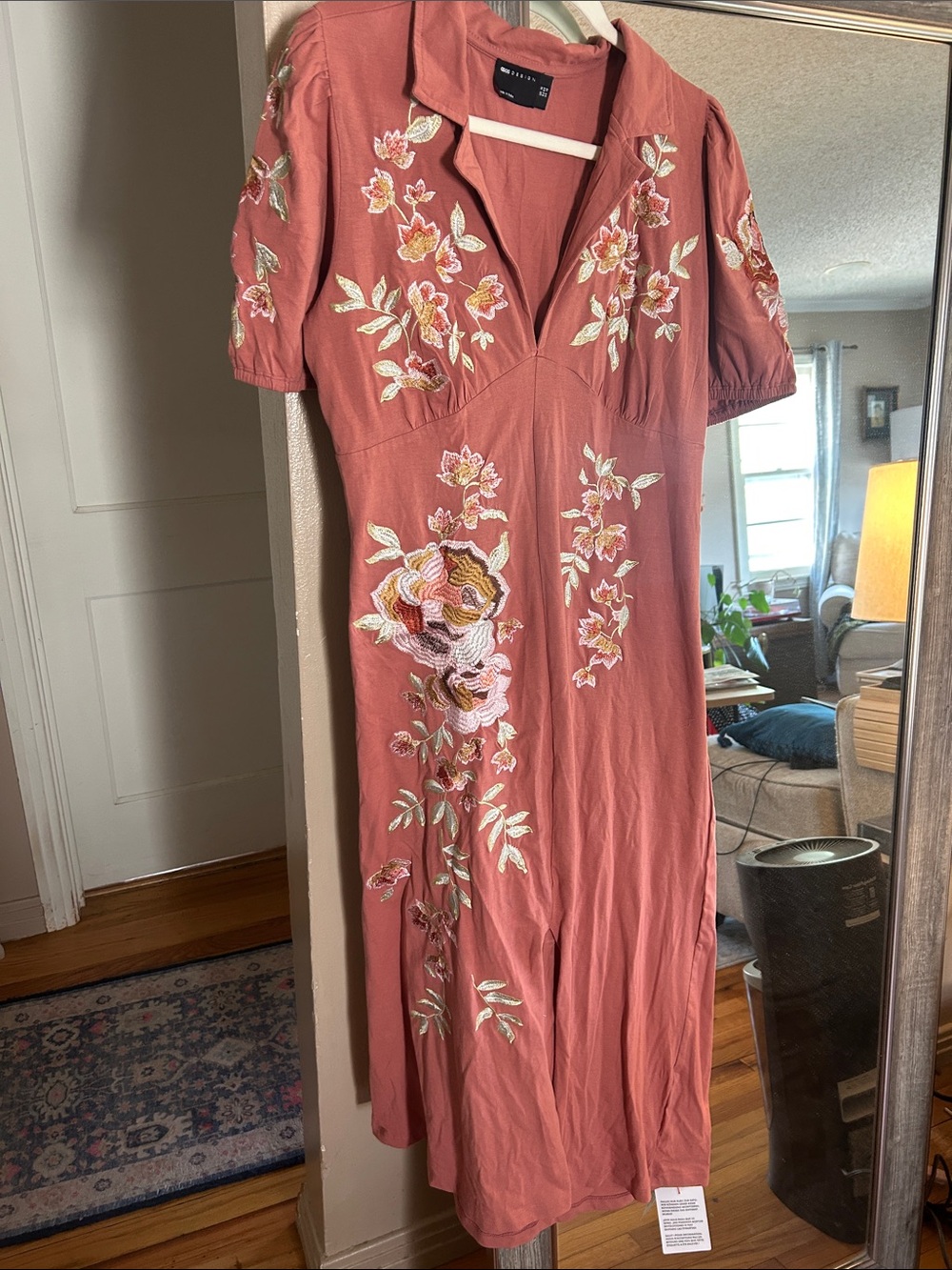 ASOS Rust Floral Embroidered Midi Dress